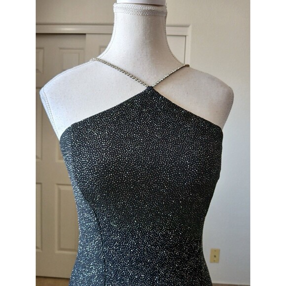 VTG 90s Dave & Johnny Maxi Dress Glitter   Rhinestone Straps 5/6 Formal Evening - Picture 12 of 16